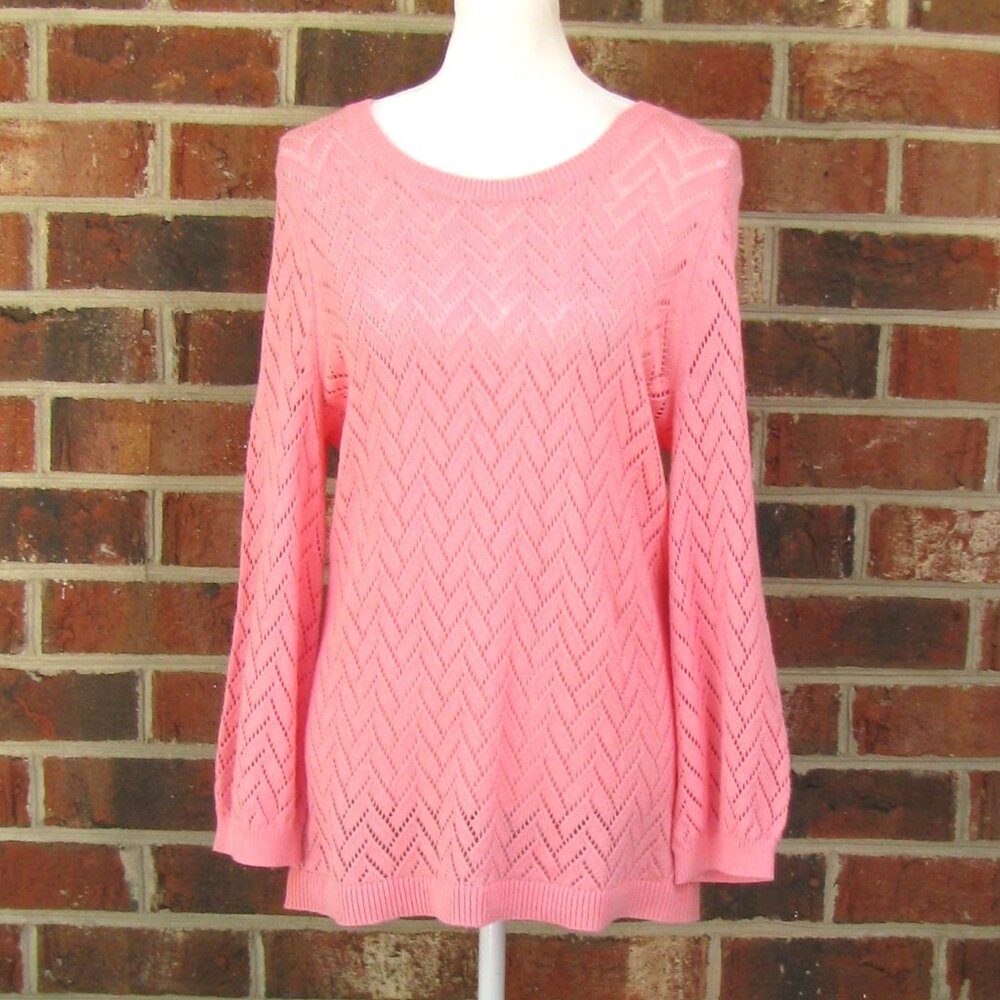 Talbots Pointelle Sweater Cotton Linen Large luxury pullover style